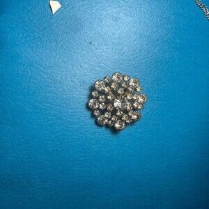 Vintage Clear Rhinestone Starburst Brooch Pin